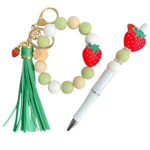 New Strawberry Wristlet & Pen Set